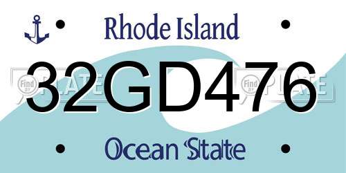 32GD476 Rhode Island License Plate