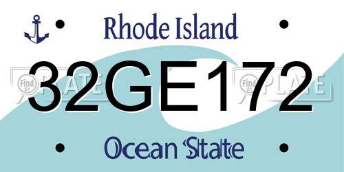 32GE172 Rhode Island License Plate