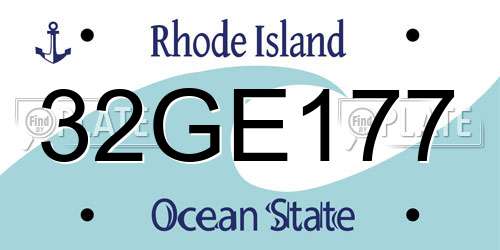 32GE177 Rhode Island License Plate