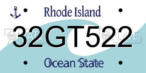 32GT522 Rhode Island License Plate