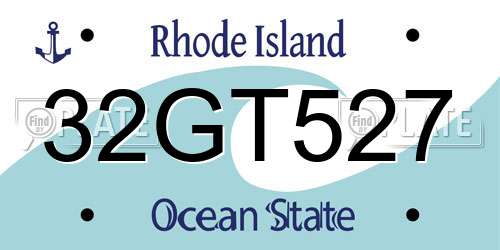 32GT527 Rhode Island License Plate