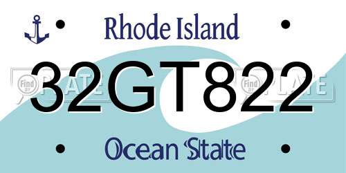 32GT822 Rhode Island License Plate