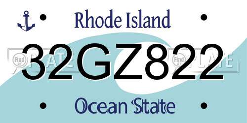 32GZ822 Rhode Island License Plate
