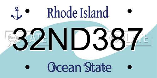 32ND387 Rhode Island License Plate