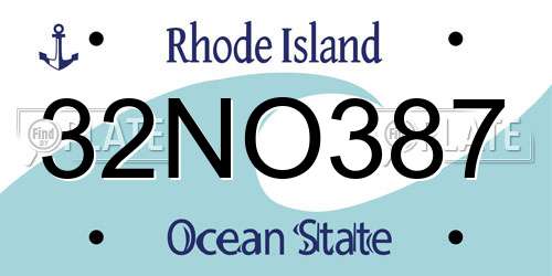 32NO387 Rhode Island License Plate