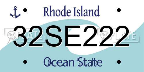 32SE222 Rhode Island License Plate