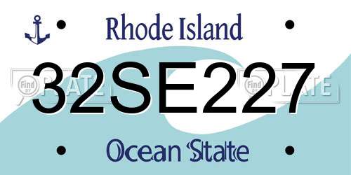 32SE227 Rhode Island License Plate