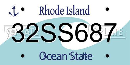 32SS687 Rhode Island License Plate