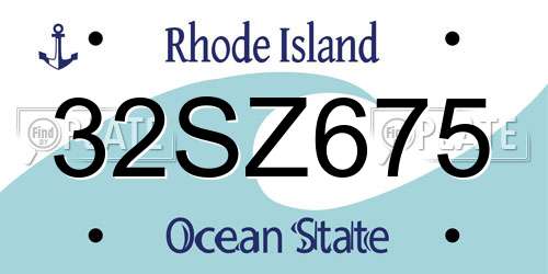 32SZ675 Rhode Island License Plate