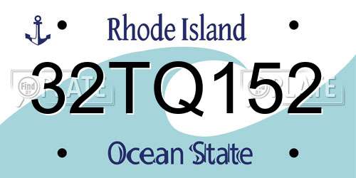 32TQ152 Rhode Island License Plate