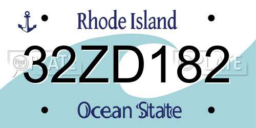 32ZD182 Rhode Island License Plate