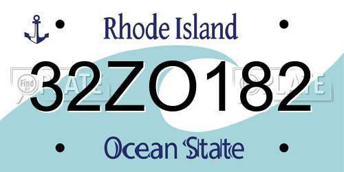 32ZO182 Rhode Island License Plate