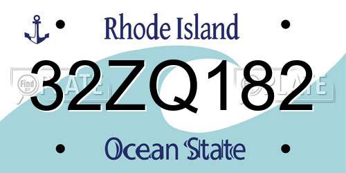 32ZQ182 Rhode Island License Plate
