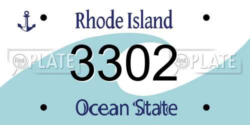 3302 Rhode Island License Plate