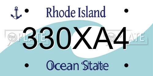 330XA4 Rhode Island License Plate