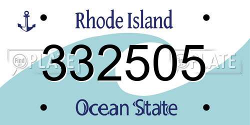332505 Rhode Island License Plate
