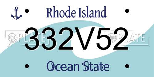 332V52 Rhode Island License Plate