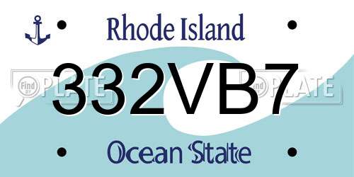 332VB7 Rhode Island License Plate