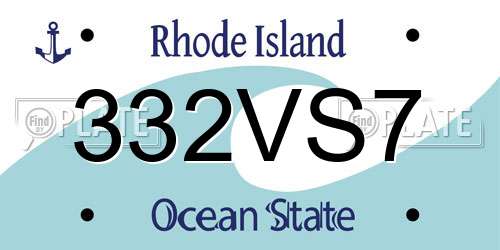 332VS7 Rhode Island License Plate