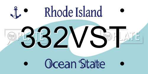 332VST Rhode Island License Plate