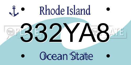 332YA8 Rhode Island License Plate