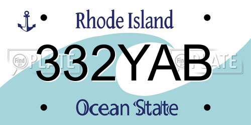 332YAB Rhode Island License Plate