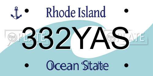 332YAS Rhode Island License Plate
