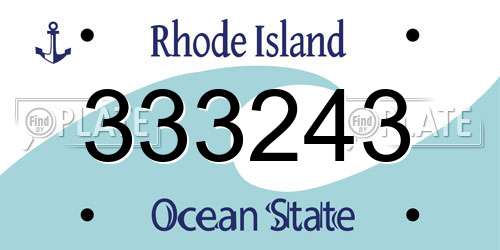 333243 Rhode Island License Plate