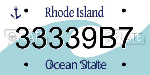 33339B7 Rhode Island License Plate