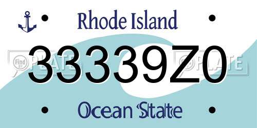 33339Z0 Rhode Island License Plate