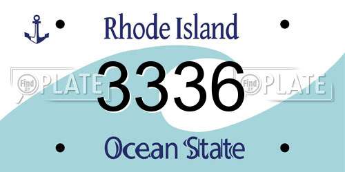 3336 Rhode Island License Plate