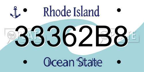 33362B8 Rhode Island License Plate