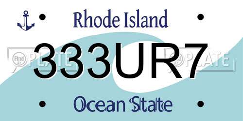 333UR7 Rhode Island License Plate