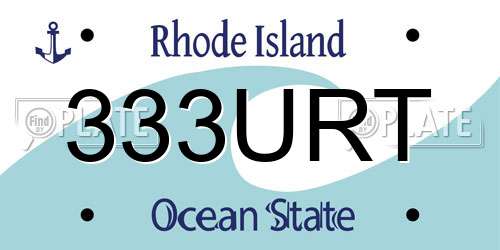 333URT Rhode Island License Plate