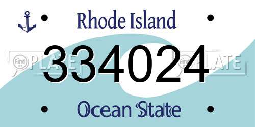 334024 Rhode Island License Plate