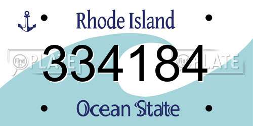 334184 Rhode Island License Plate