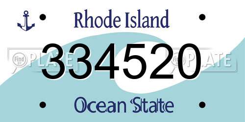 334520 Rhode Island License Plate