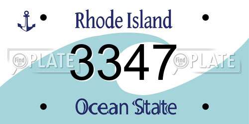 3347 Rhode Island License Plate