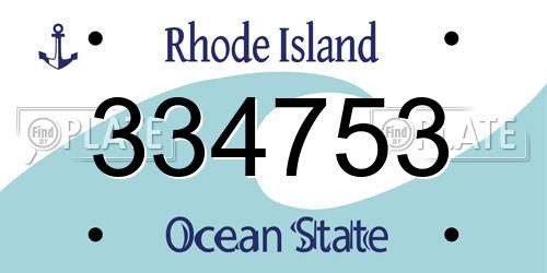 334753 Rhode Island License Plate