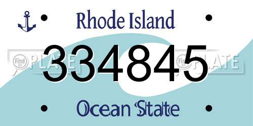 334845 Rhode Island License Plate