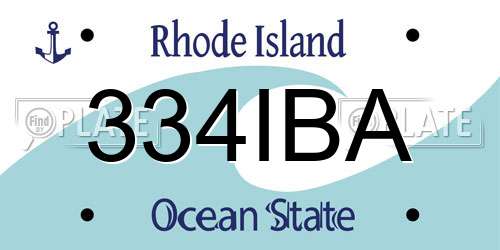 334IBA Rhode Island License Plate