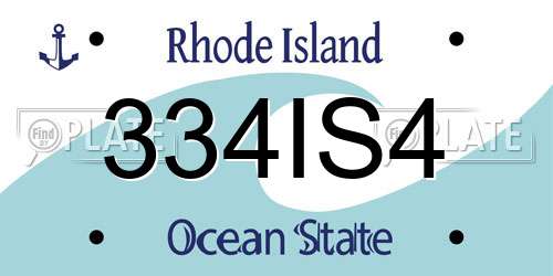 334IS4 Rhode Island License Plate