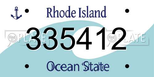 335412 Rhode Island License Plate