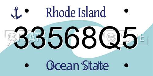 33568Q5 Rhode Island License Plate