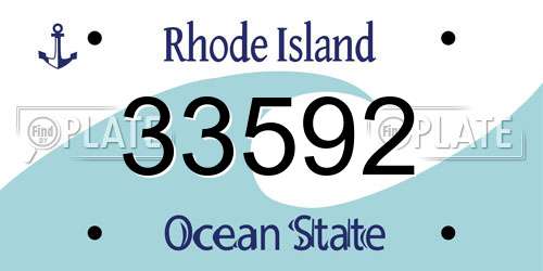 33592 Rhode Island License Plate