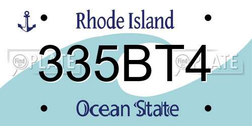 335BT4 Rhode Island License Plate