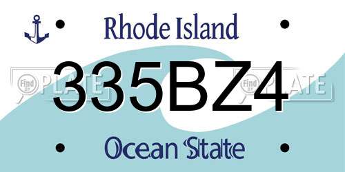 335BZ4 Rhode Island License Plate
