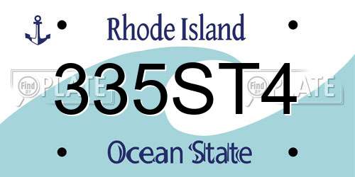 335ST4 Rhode Island License Plate