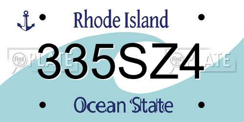 335SZ4 Rhode Island License Plate