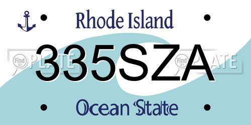335SZA Rhode Island License Plate